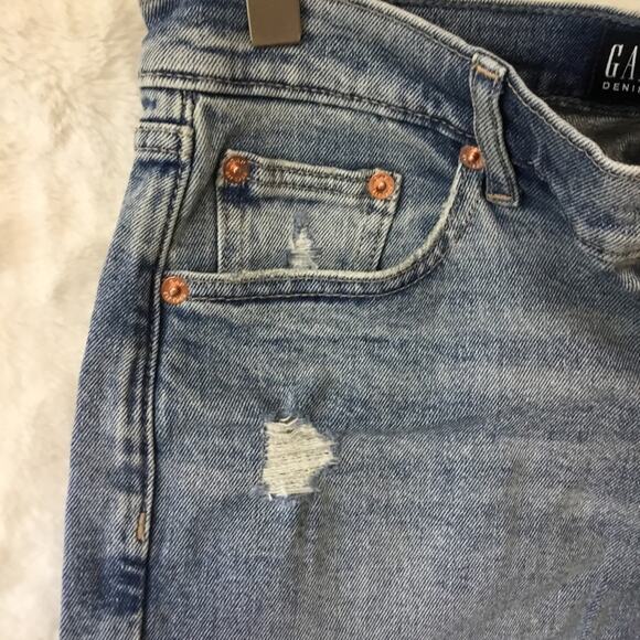 GAP Factory Blue 5" Mid Rise Distressed Denim Shorts With Washwell™ - Picture 5 of 12